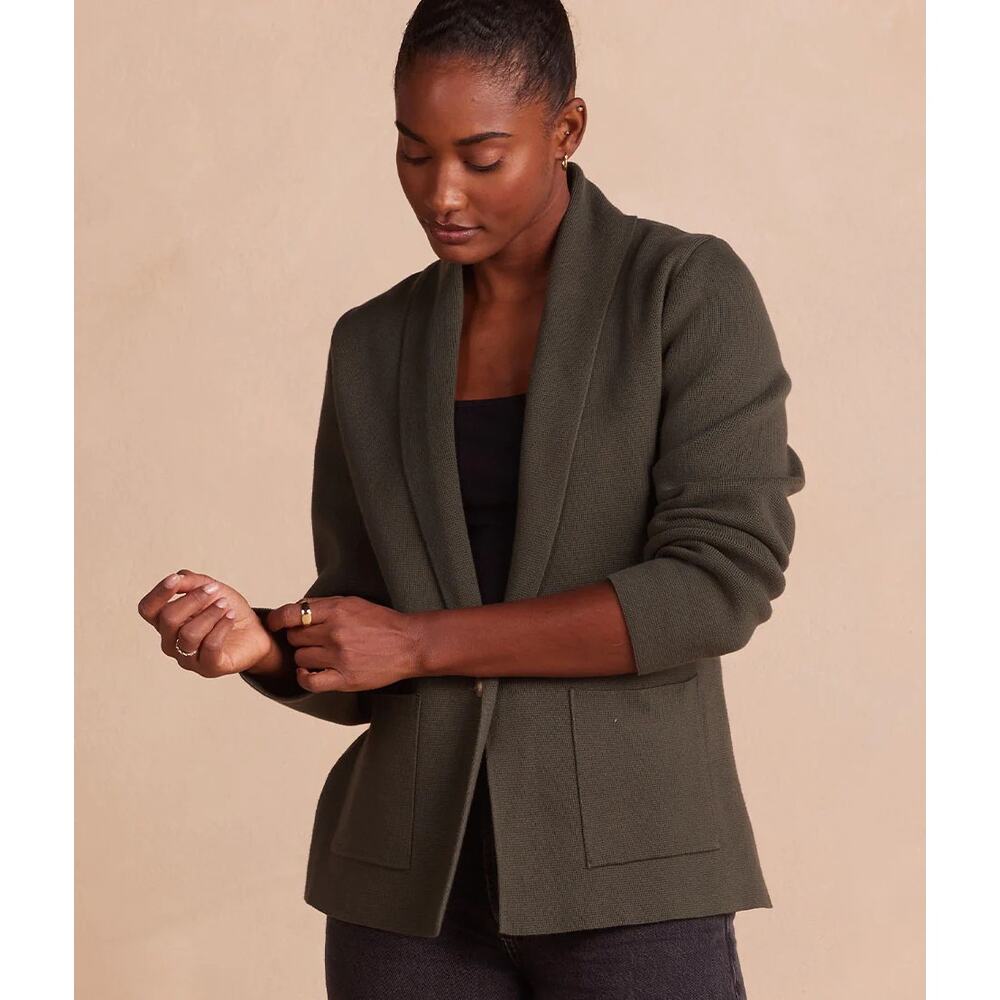 Summersalt‎ Ribbed Sweater Blazer Green Womens XS Sustainable Knit